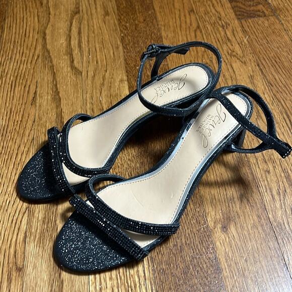 Jewel Badgley Mishka Black Glitter Heels Slize 6 - Picture 1 of 6